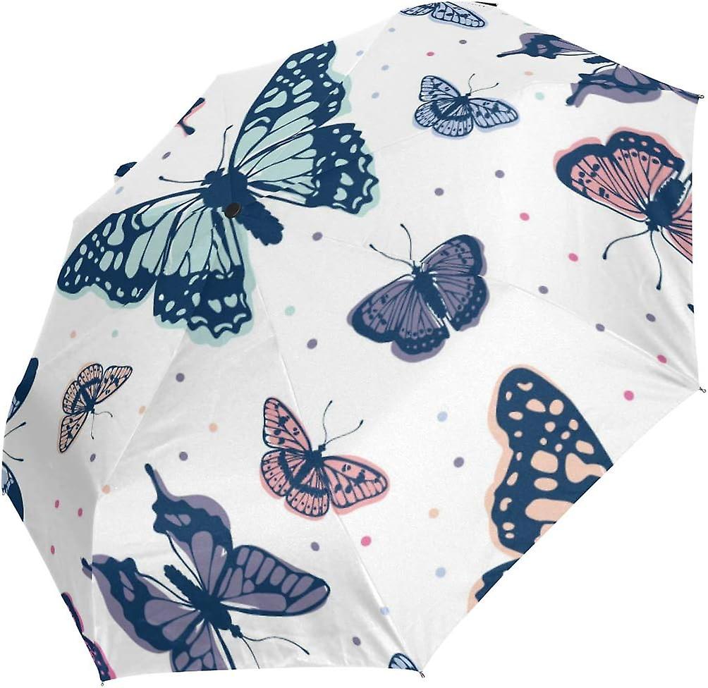 Travel Umbrella Automatic Windproof Foldable Umbrella Colorful Butterflies