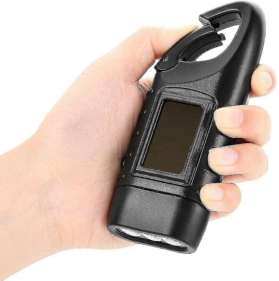 Emergency Flashlight Hand Crank. Portable Led Flashlight Hand Crank Solar Powered Dynamo