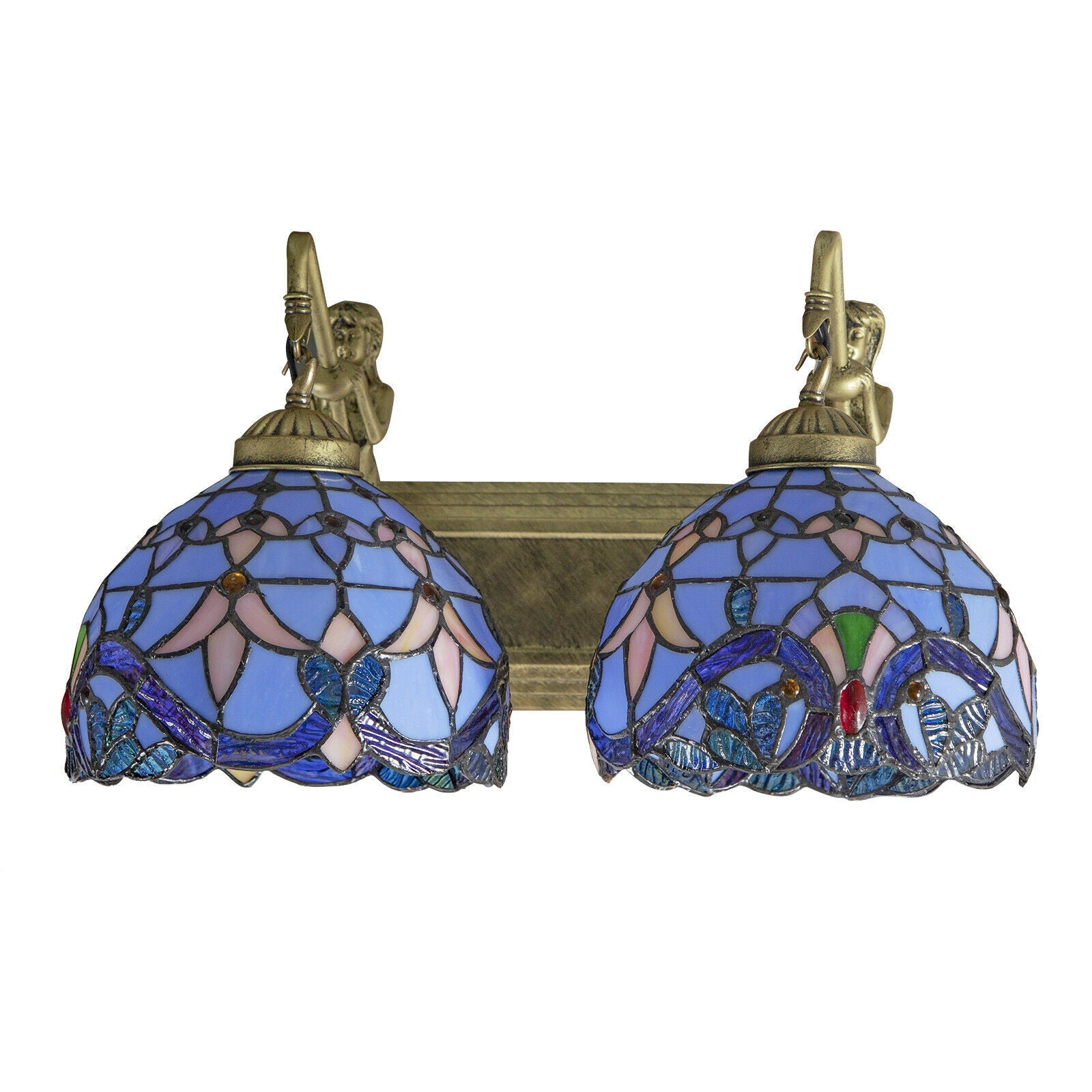 MONIPA  Stained Glass Style Vanity Lighting Wall Sconce Lamps with Shade Blue