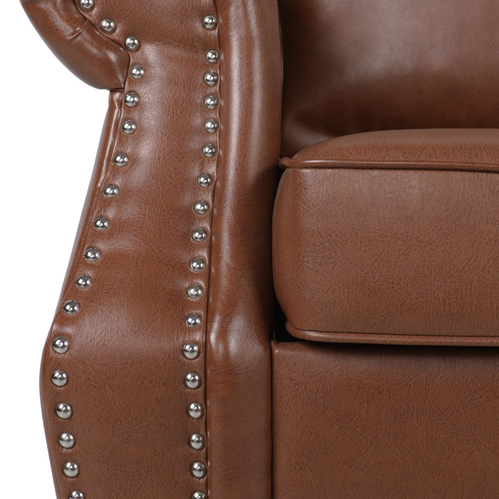 Burkehaven Contemporary Faux Leather Club Chair With Nailhead Trim   Transitional   Armchairs And Accent Chairs   by GDFStudio  Houzz