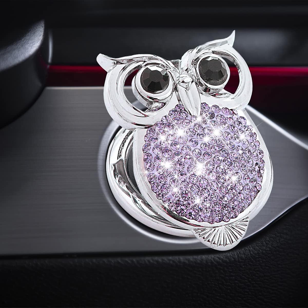 Bling Owl Crystal Car Engine Lgnition Start Stop Button Cover， Diamond Rhinestone Push To Start Button Key Protective Decal (purple)