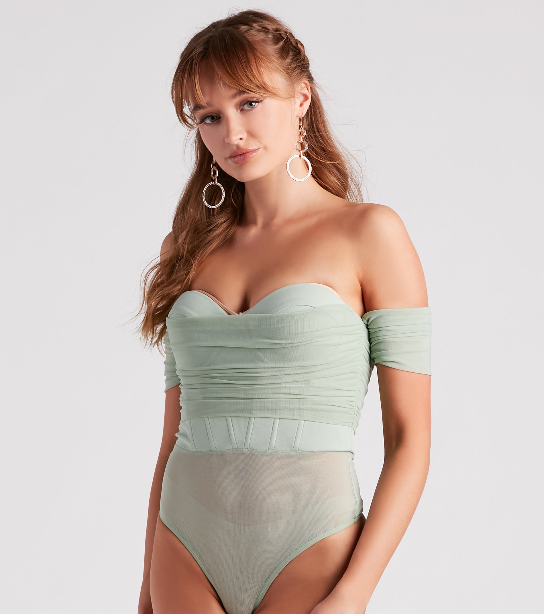 Another Date Mesh Bustier Bodysuit