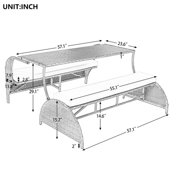 1 Piece Multifunctional Deformable Outdoor Loveseat