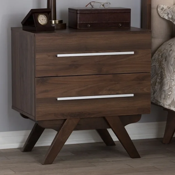 Mid-Century 2-Drawer Nightstand Baxton Studio