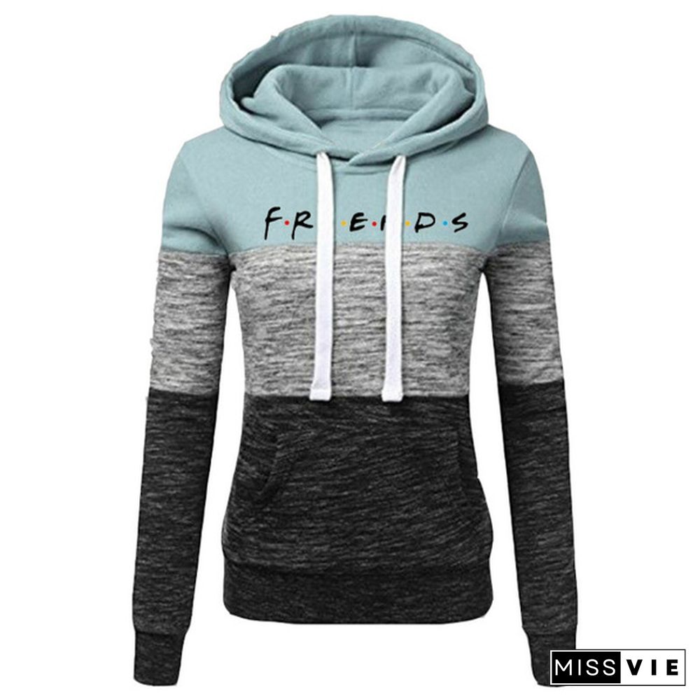 New Fashion Women's Casual Long Sleeve Pullover Sweatshirt Friends Printed Cotton Hoodies Warm Plus Size Tops