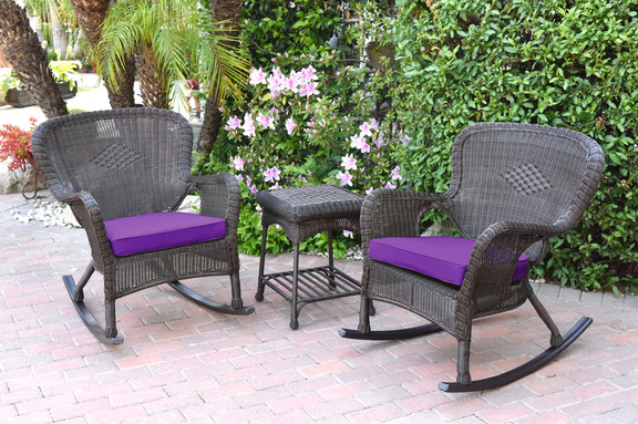 Jeco Windsor Espresso Wicker Rocker Chair And End ...