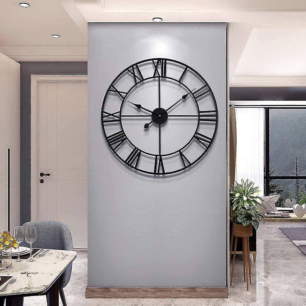 Large Silent Metal Wall Clock Battery Operated - Vintage Roman Numeral Style Heilwiy Gift