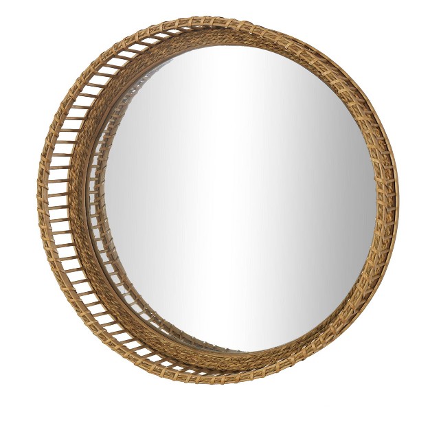 Bamboo Handmade Woven Wall Mirror Light Brown The Novogratz