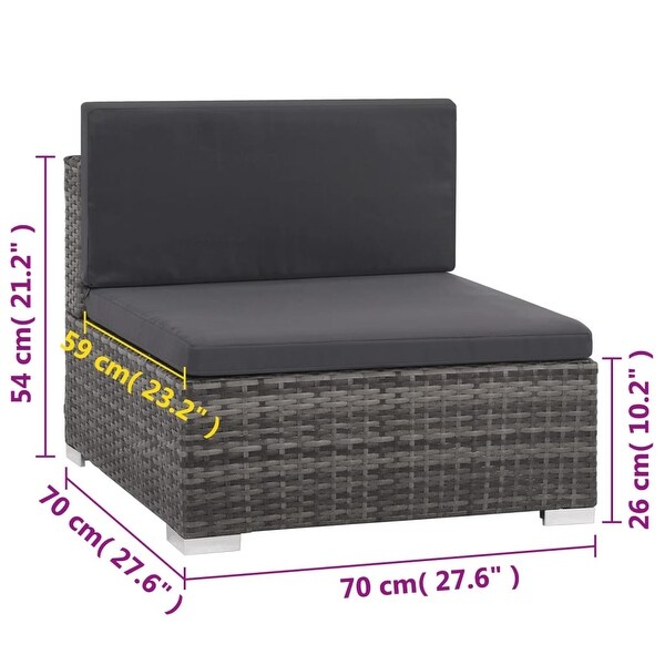 vidaXL 6 Piece Patio Lounge Set with Cushions Poly Rattan Gray