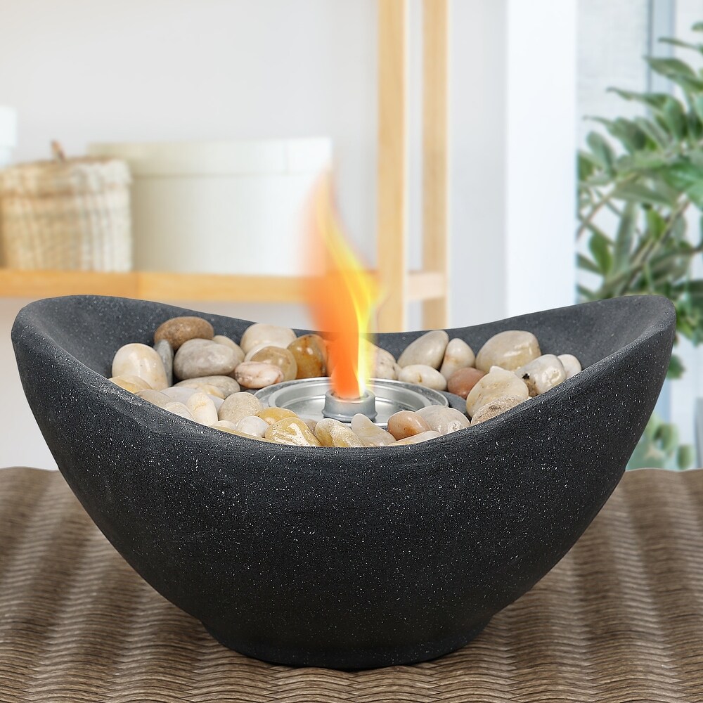 Aoodor Portable Concrete Fire Pit   Indoor/Outdoor Tabletop Fireplace for Balcony  Patio Decor