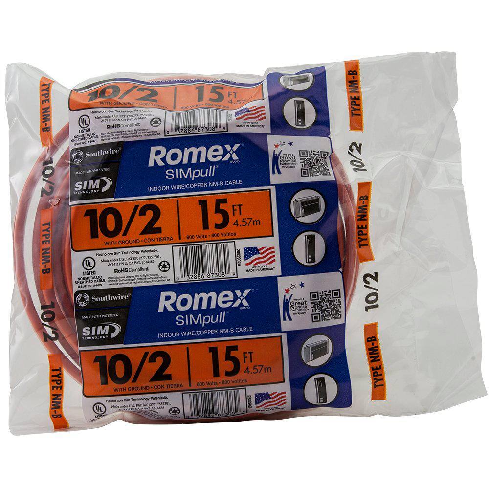 Southwire 15 ft. 102 Solid Romex SIMpull CU NM-B WG Wire 28829026