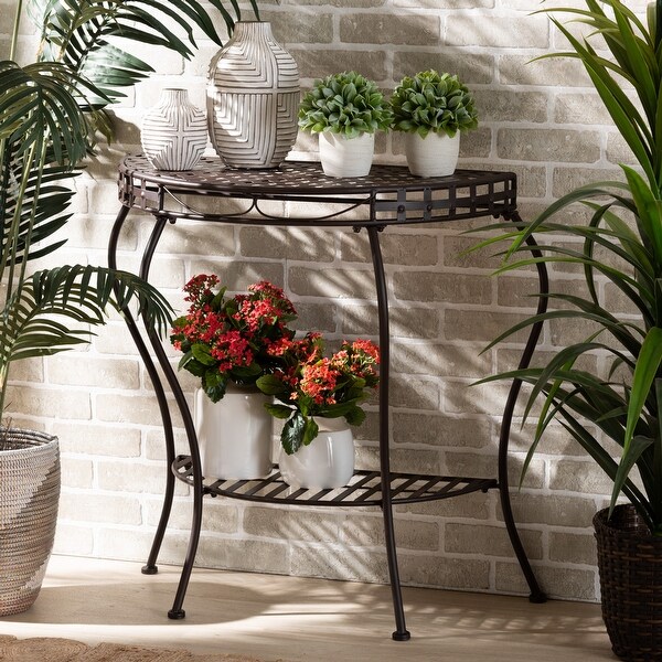 Laraine Modern and Contemporary Brown Metal Outdoor Console Table