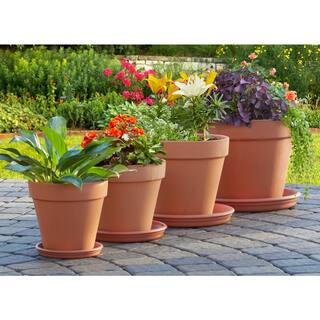 Grosfillex 18 in. Dia Terra Cotta Resin Planter Saucer US277089