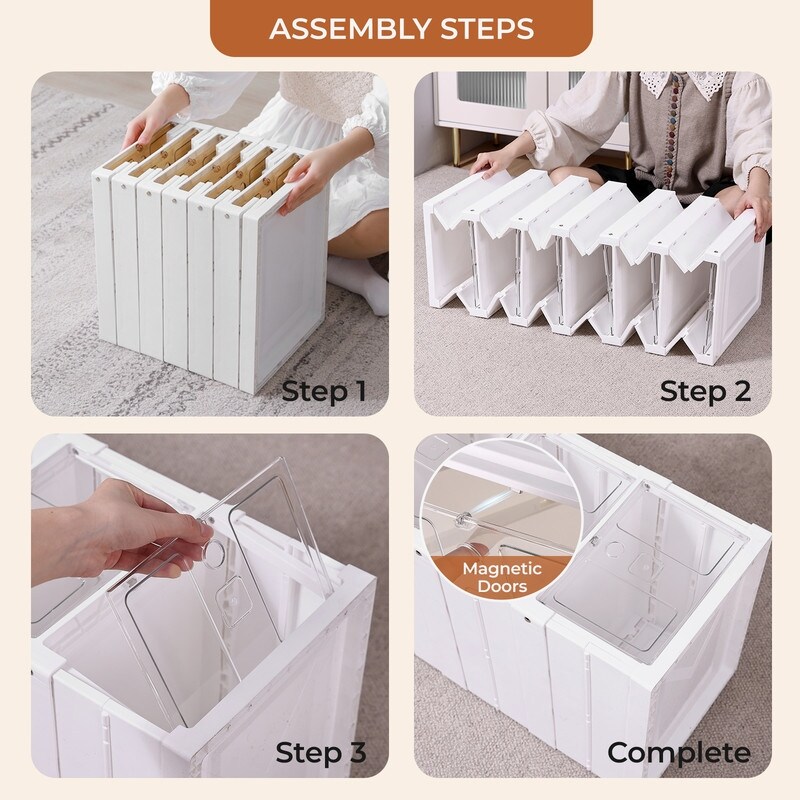 Plastic Stackable Shoe Storage Organizer for Closet Foldable Shoe Sneaker Containers Bins Holders