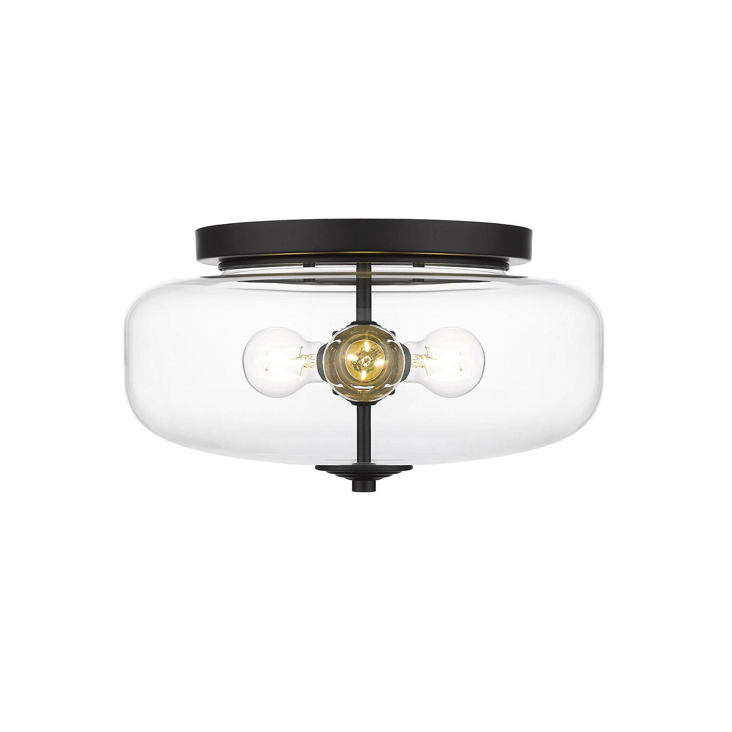 Ove Decors Glam 3-Light Ceiling Hanging Flush Mount Light， Black