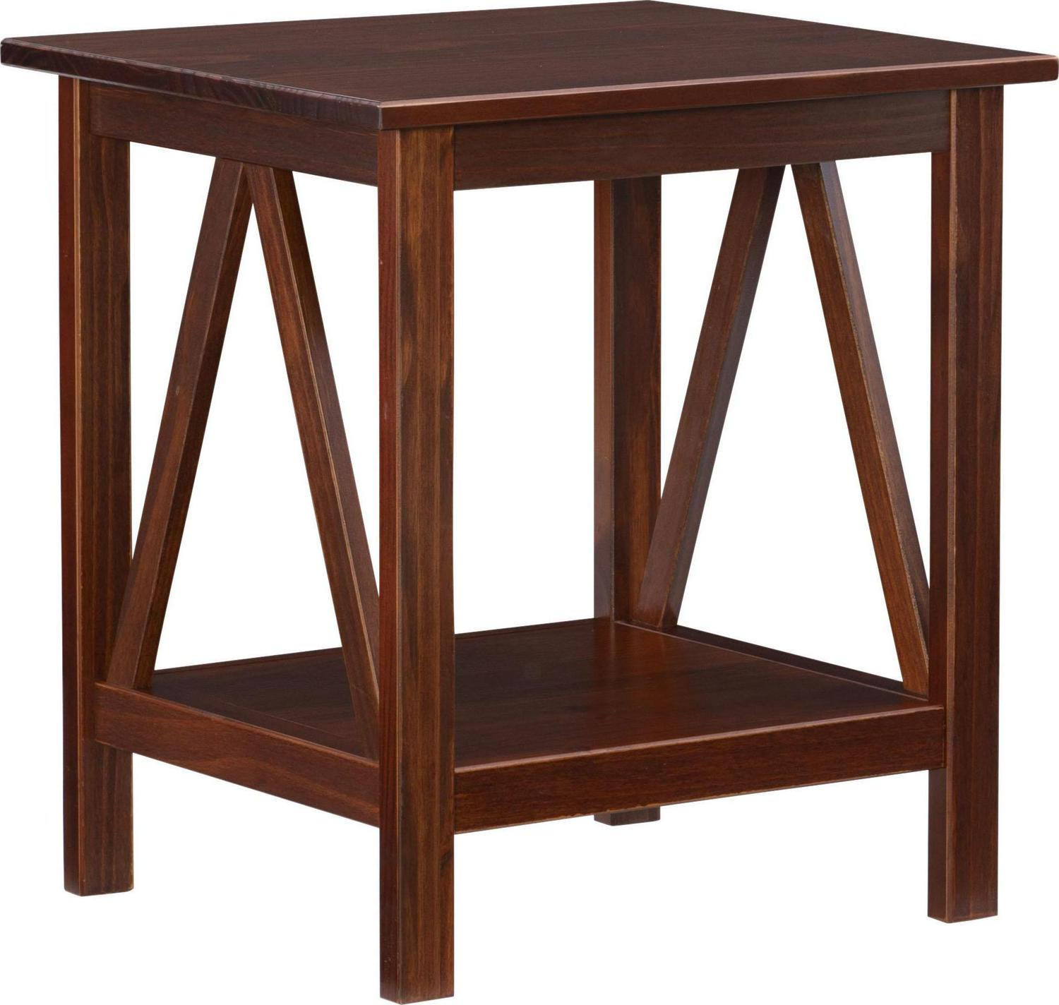 Linon Titian End Table with Bottom Shelf， 22 inches Tall， Multiple Colors