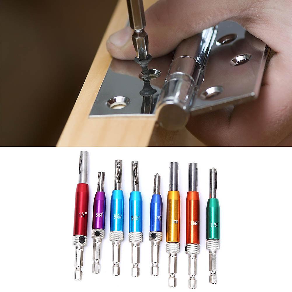 8pcs Door Window Hinge Hole Puncher Drill Bit With Center Punch Hex Wrench