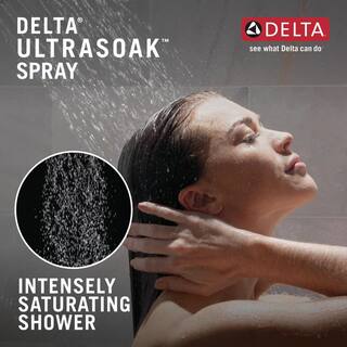 Delta 1-Spray Patterns 1.75 GPM 12 in. Wall Mount Fixed Shower Head with H2Okinetic in Matte Black 52161-BL