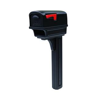 Architectural Mailboxes Gentry Black Medium Plastic All-in-One Mailbox and Post Combo GGC1B00AM