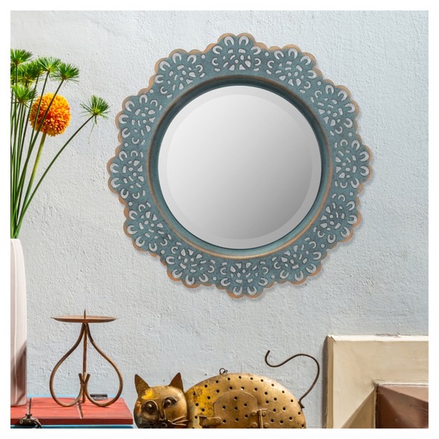 Decorative Floral Metal Lace Wall Mirror Dark Turquoise Stonebriar Collection