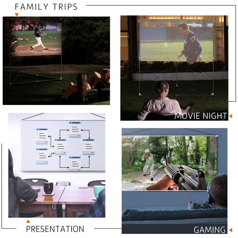 VIVOHOME 100 in. 2-In-1 Portable Projector Screen with Triangle Stand 16:9 Aspect Ratio Hanging Screen X0029YKHLX