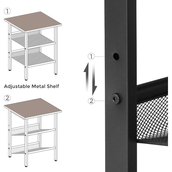 Side Tables End Tables with Adjustable Mesh Shelves Set of 2