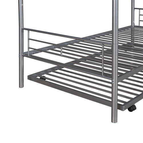 Twin Over Twin Metal Bunk Bed with Trundle  Can be...