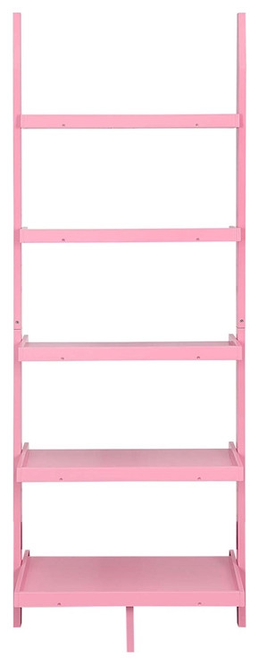 American Heritage Bookshelf Ladder with Five Tiers in Bright Pink Wood Finish   Contemporary   Bookcases   by Homesquare  Houzz