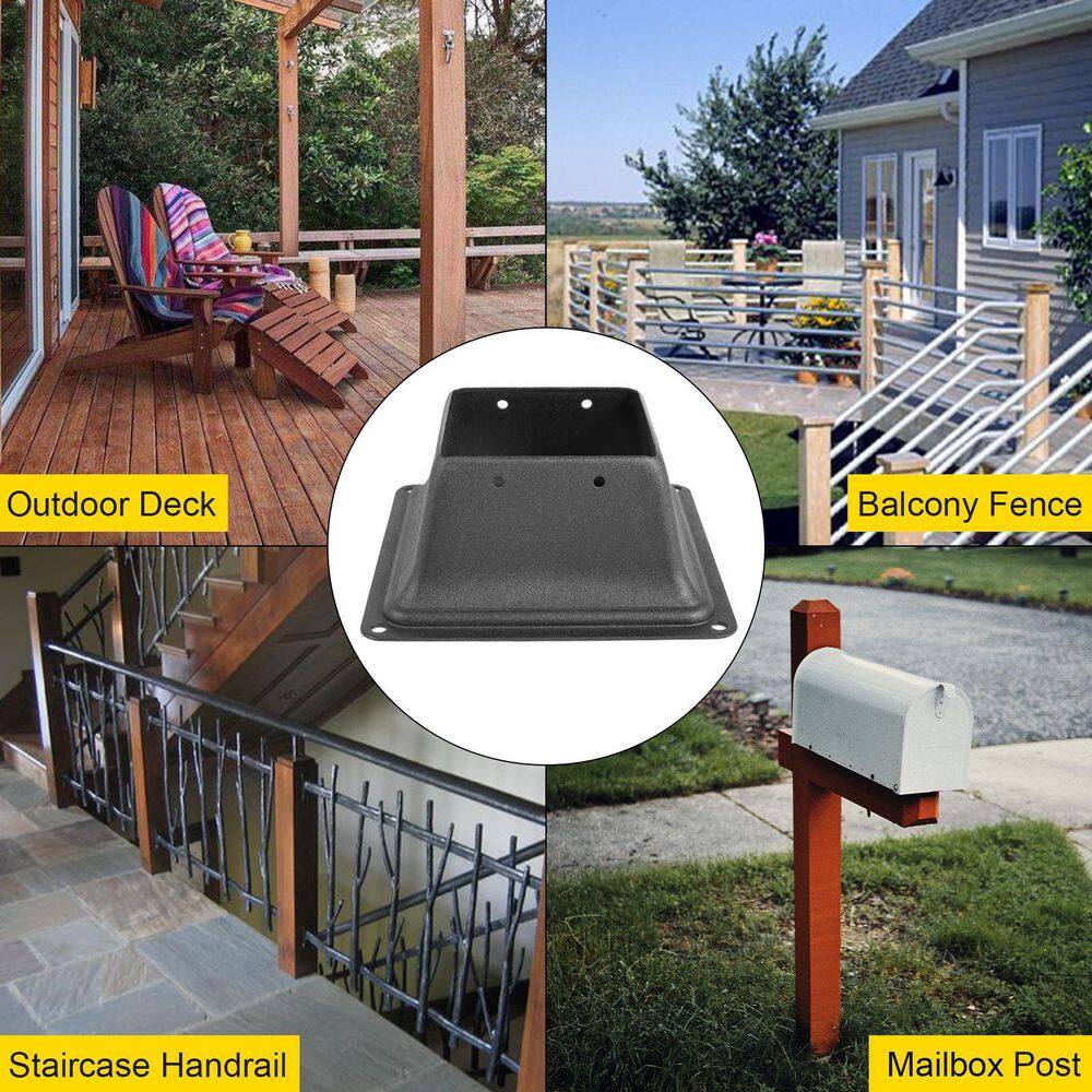 VEVOR 5 PCS Deck Post Base Skirt 4 in. x 4 in. Post Support Flange 2.5 LBS. with Thick Steel for Deck Supports Porch Railings LJJDZMZDZHS5PCS01V0