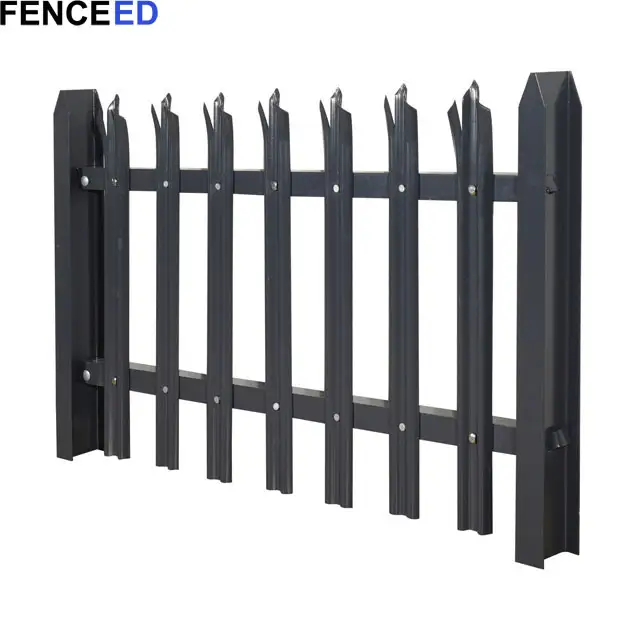 Factory direct supply 2100mm high sets in hot dip galvanised powder coated satin black steel palisade security fencing