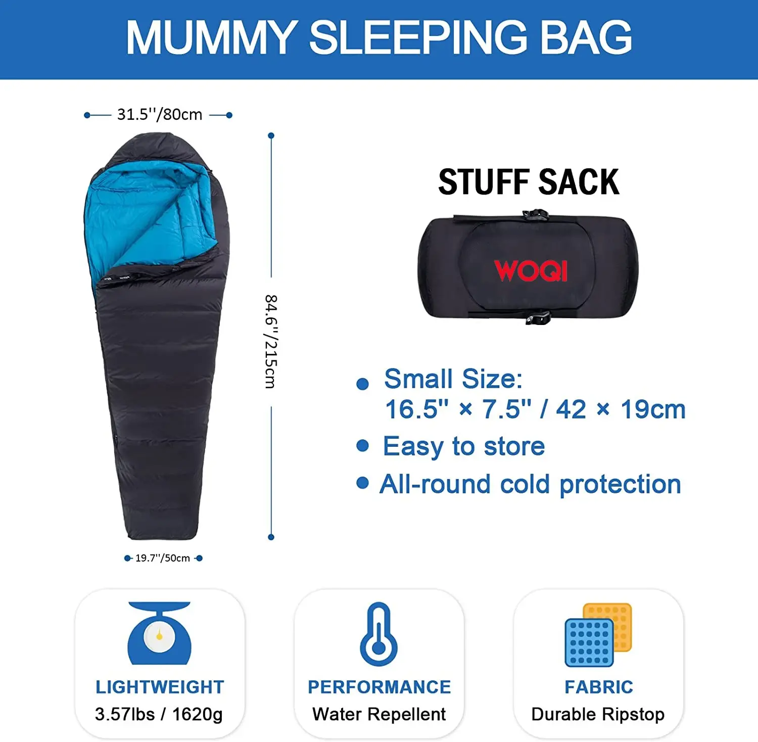 WOQI Manufactory Adults Portable mummy Backpacking Ultralight Camping Sleeping Bag for Hiking Outdoor