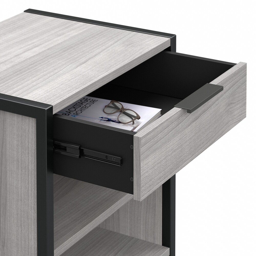 Atria Small Nightstand with Drawer and Shelves by Bush Furniture