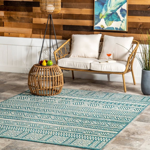 Nuloom Abbey Tribal Striped Indoor outdoor Area Rug Green