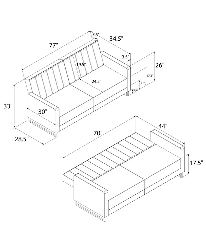 Novogratz Collection Novogratz Skylar Coil Futon Modern Sofa Bed and Couch