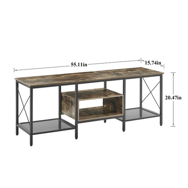 TV Stand for Living Room， Entertainment Center TV Console with Storage Shelves