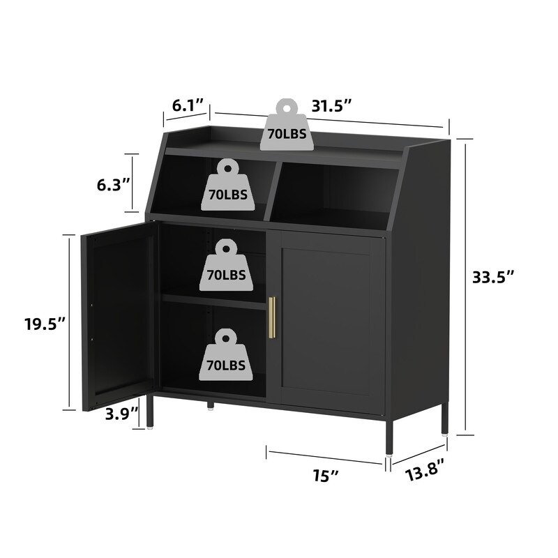 Metal Buffet Sideboard Cabinet with Storage Storage Cabinet Modern Sideboard Buffet Table with Doors