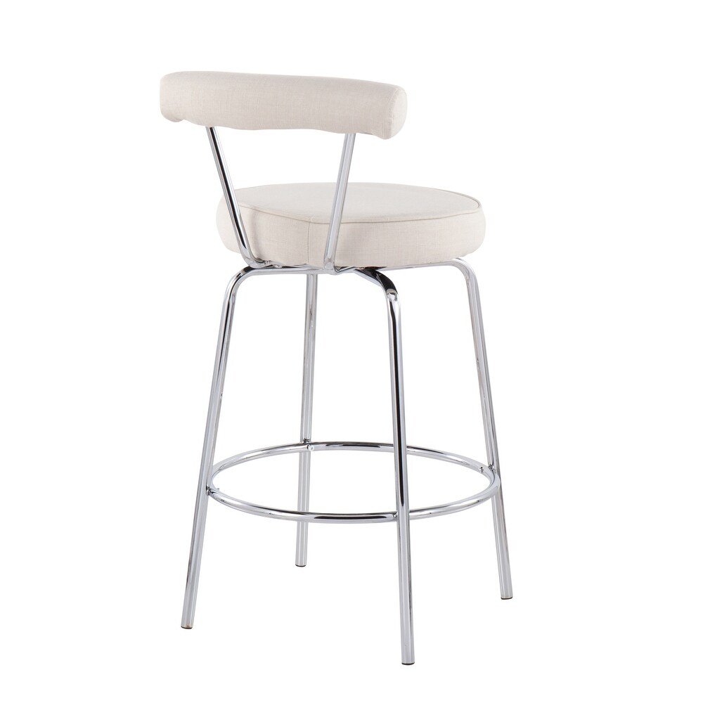 Steel Frame Contemporary Fabric Counter Stool  Set of 2