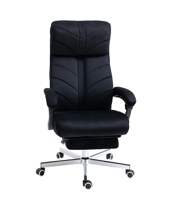 Vinsetto High-Back Executive Office Chair with Footrest Microfiber Computer Chair with Reclining Function and Armrest Ergonomic Office Chair Black