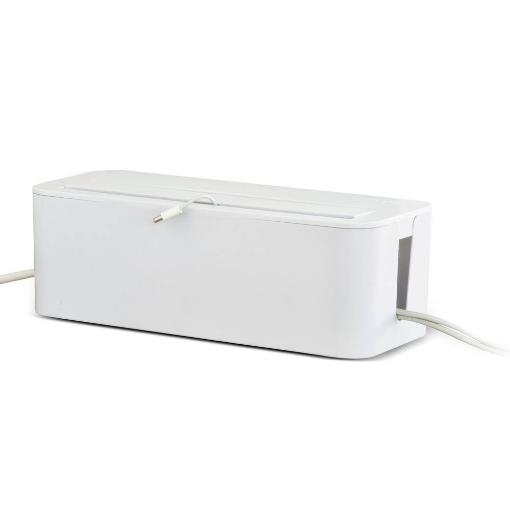 UT Wire In-Box Cable Organizing Management Box for Under Desk in White UTW-BXLG-WH