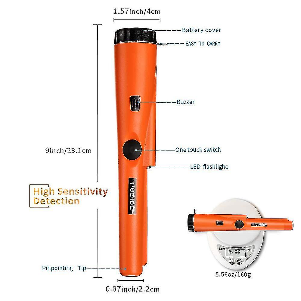 Fully Waterproof Metal Detector Pinpointer Include A 9v Battery