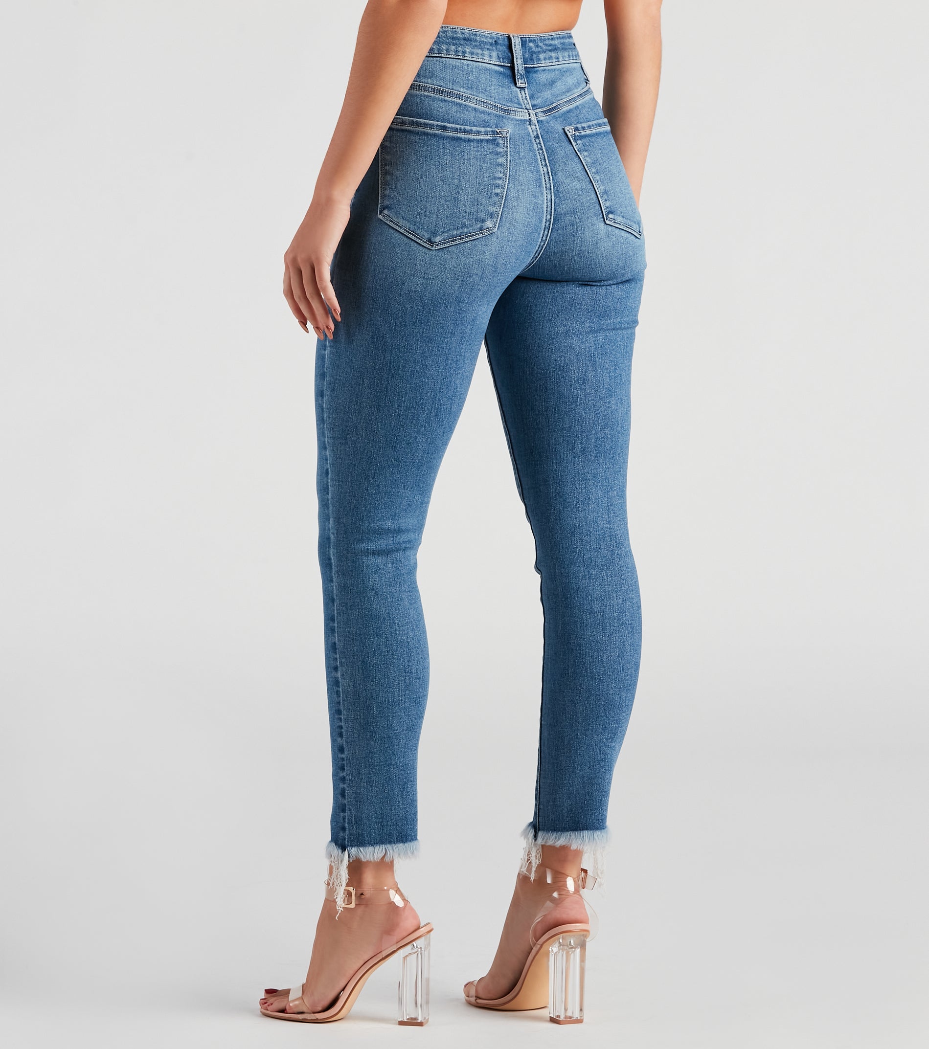 Harper Mid-Rise Frayed Skinny Jeans by Windsor Denim