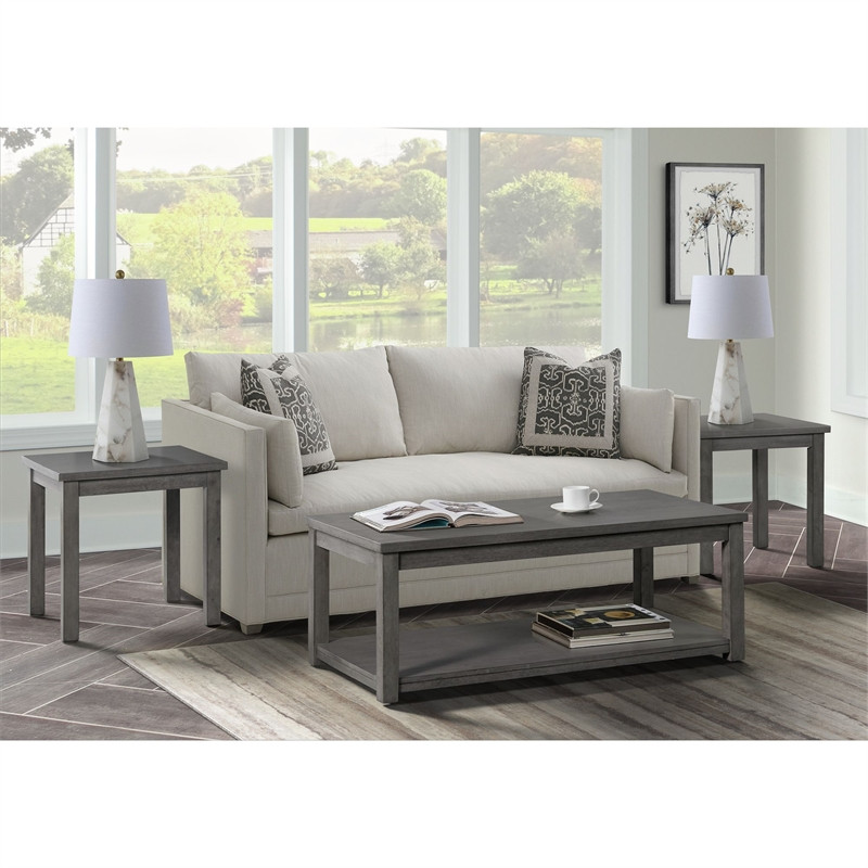 Picket House Furnishings Rhys Transitional Occasional Table Set in Gray   Farmhouse   Coffee Table Sets   by Homesquare  Houzz