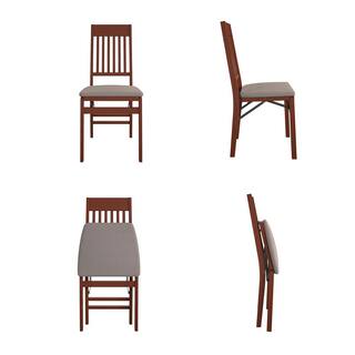 Cosco Mission Back Solid Wood Folding Chair with Fabric Padded Seat Walnut 2-Pack 37256BLP2E