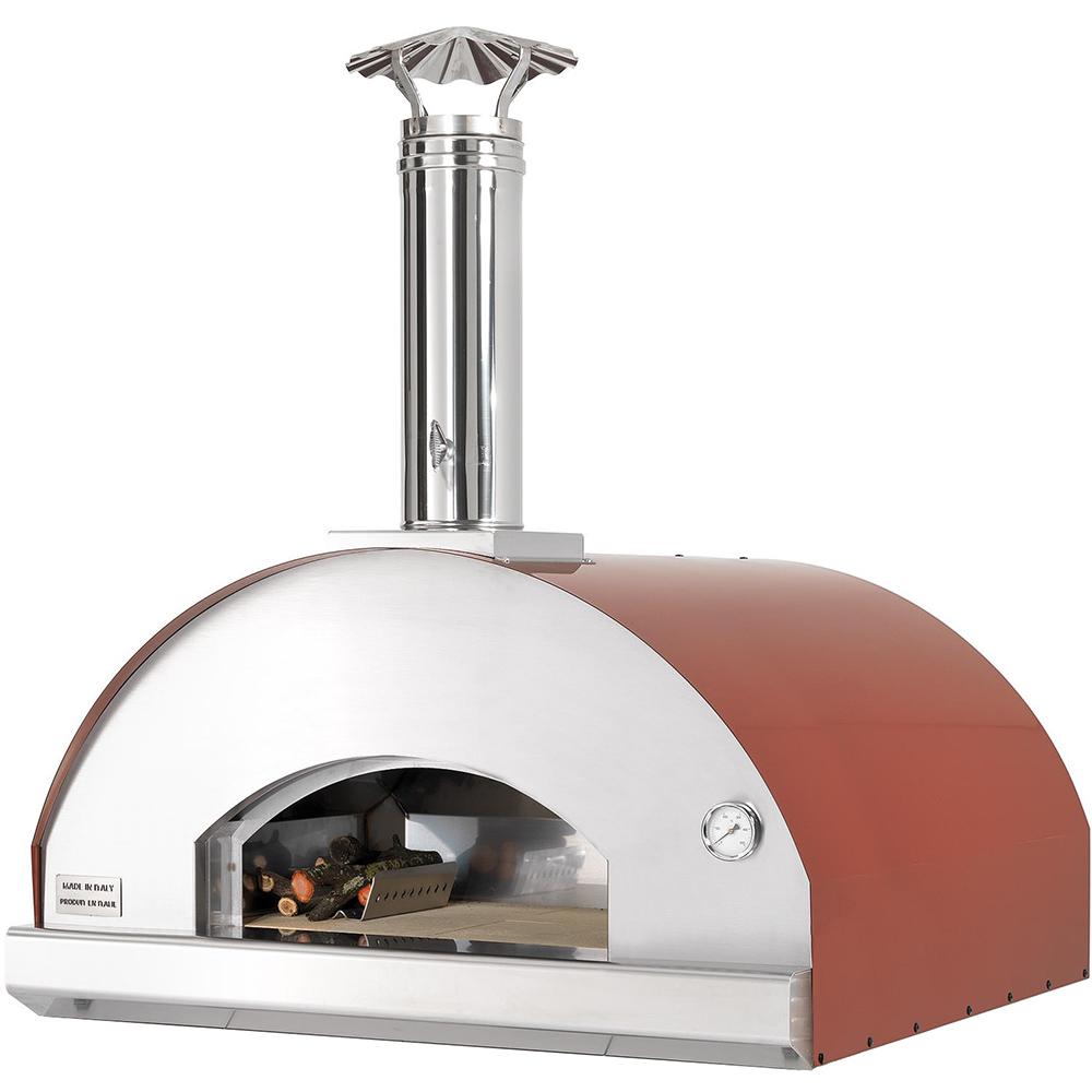 Fontana Forni Marinara 39 Inch Red Countertop Wood Burning Oven and Grill