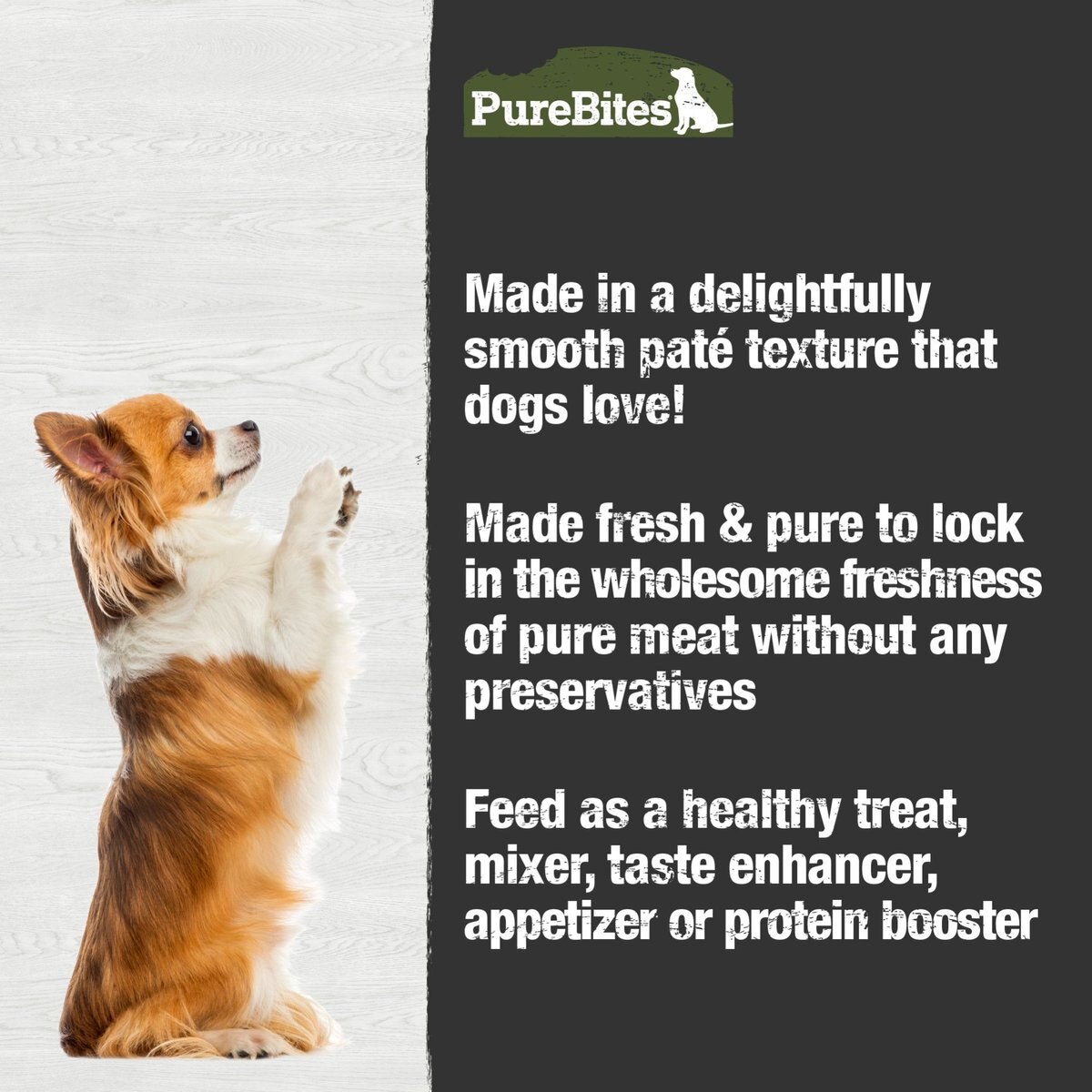 PureBites Dog Pates Chicken and Beef Food Topping， 2.5-oz can