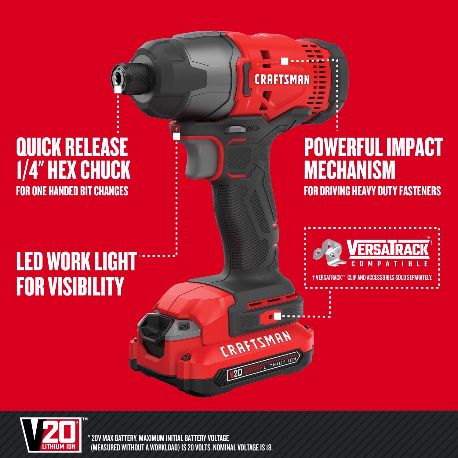 Craftsman 20 V Cordless Brushed 5 Tool Combo Kit