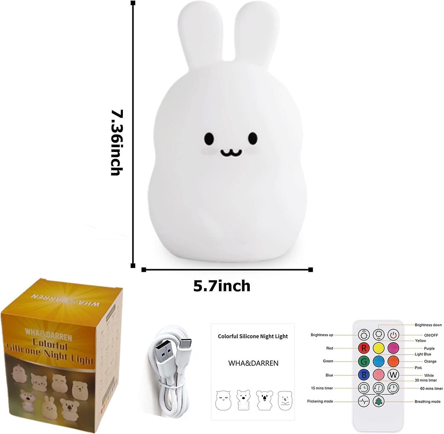 Big Rabbit Night Light Baby Night Light Child Lamp Led Night Light 9colors Baby Night Light Usb Silicone Night Light Adult Gift Child Christmas Gift