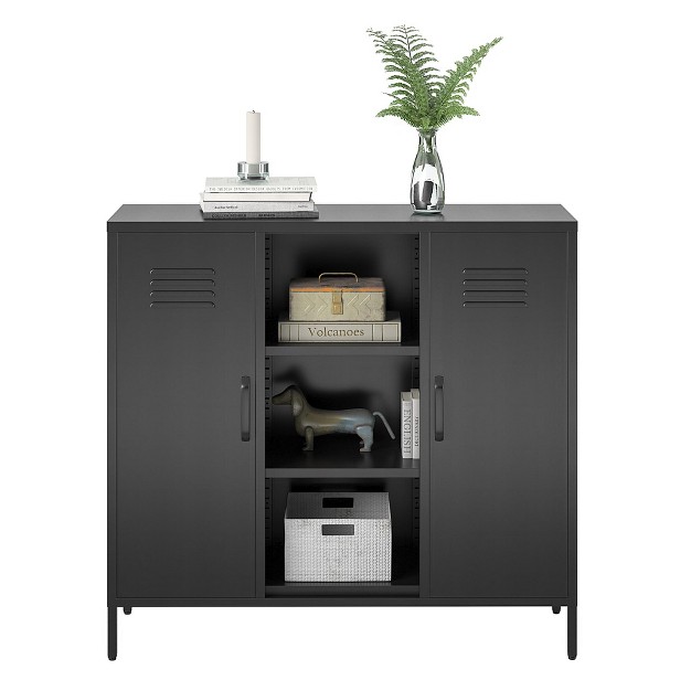 Realrooms Shadwick 2 Door Metal Locker Console Table W Storage