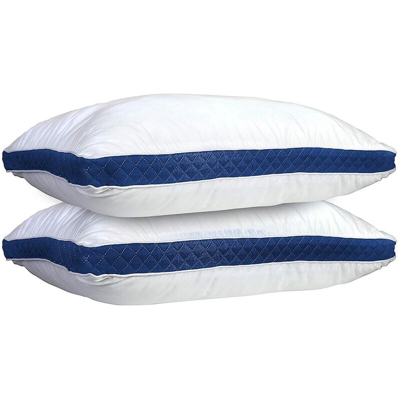 King Set of 2 Gusseted Bed Pillows for Neck Support Ideal