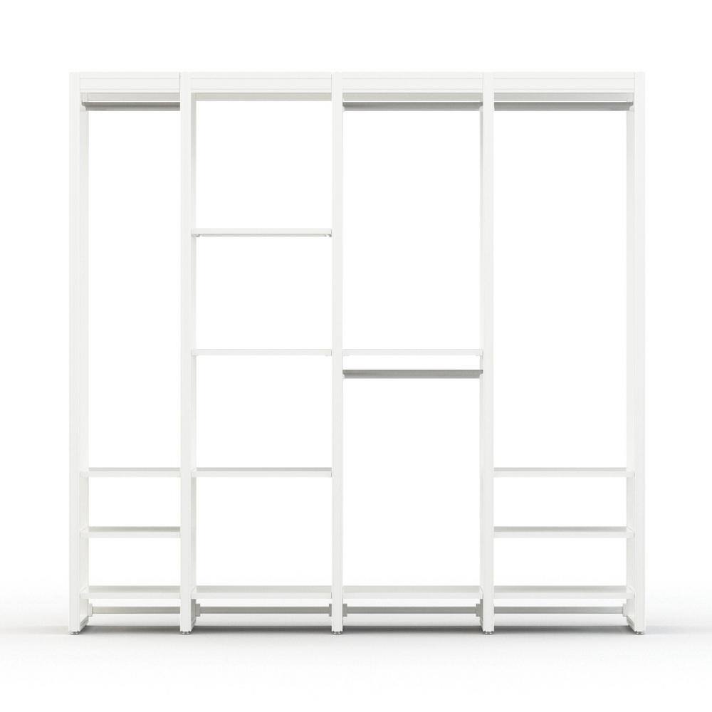 CLOSETS By LIBERTY 84 in. W White Adjustable Wood Closet System with 13-Shelves and 4-Rods HS4674-RW-07